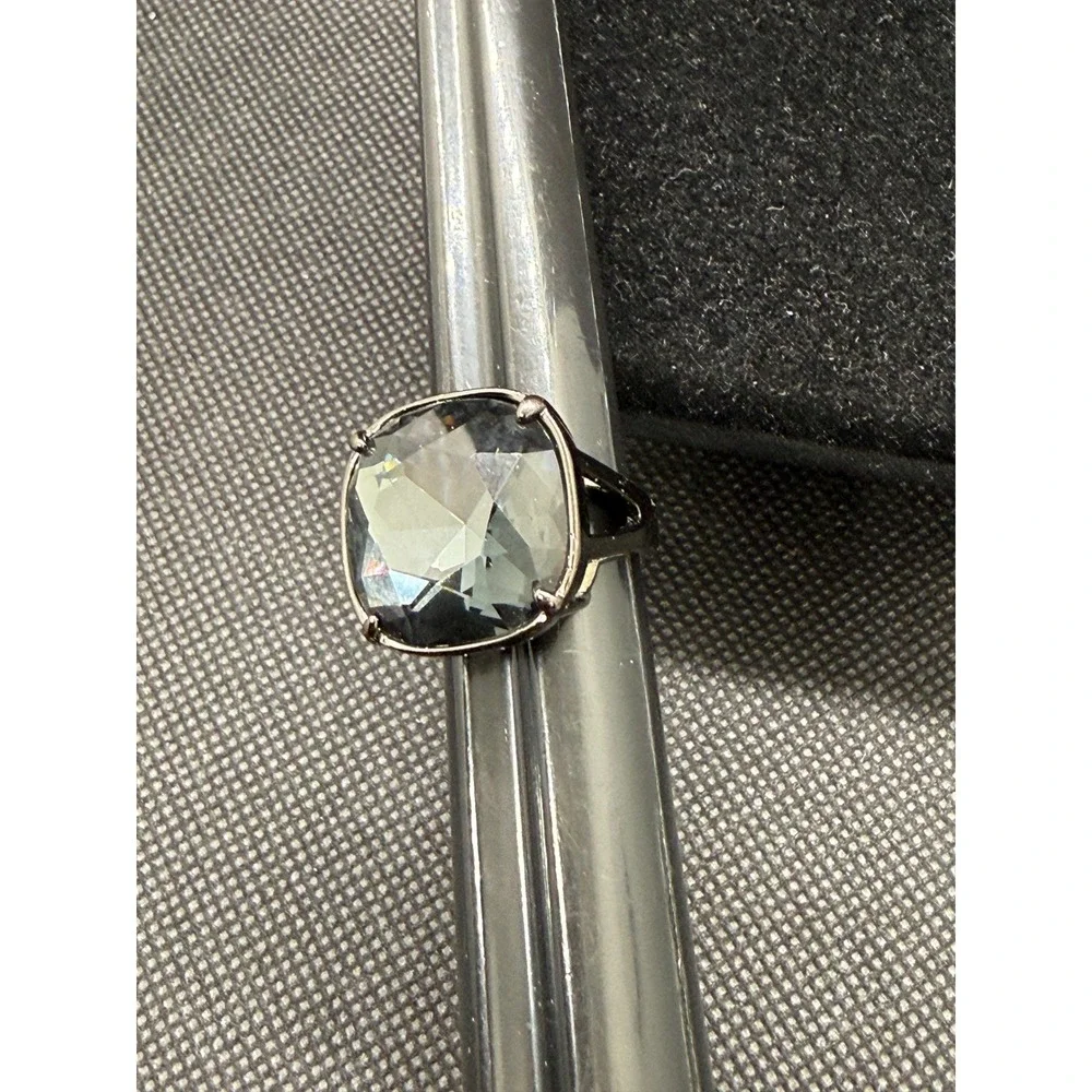 DEADSTOCK Premier design Gun Metal Grey Cushion Cut Cocktail Ring Size 6.5